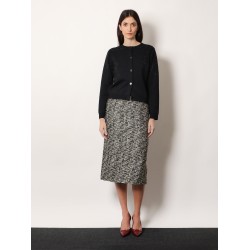 Midi skirt in laminated bouclé fabric