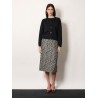 Midi skirt in laminated bouclé fabric