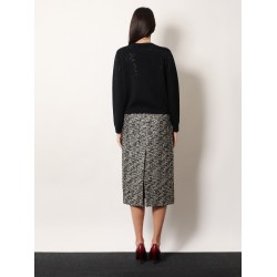Midi skirt in laminated bouclé fabric