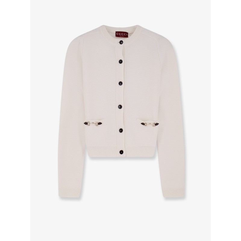 Wool and cashmere cardigan with metal Horsebit