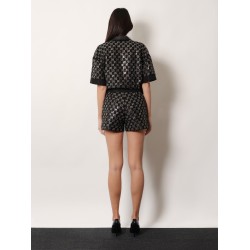 Lightweight lamé wool tweed top
