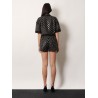 Lightweight lamé wool tweed top