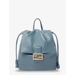Leather backpack with metal FF logo detail