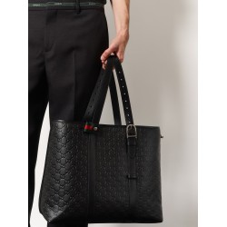 GG Emblem  leather shopping bag with embossed GG motif