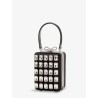 Satin shoulder bag with crystals