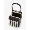 Satin shoulder bag with crystals