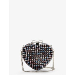 Crystal heart clutch bag