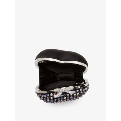 Crystal heart clutch bag