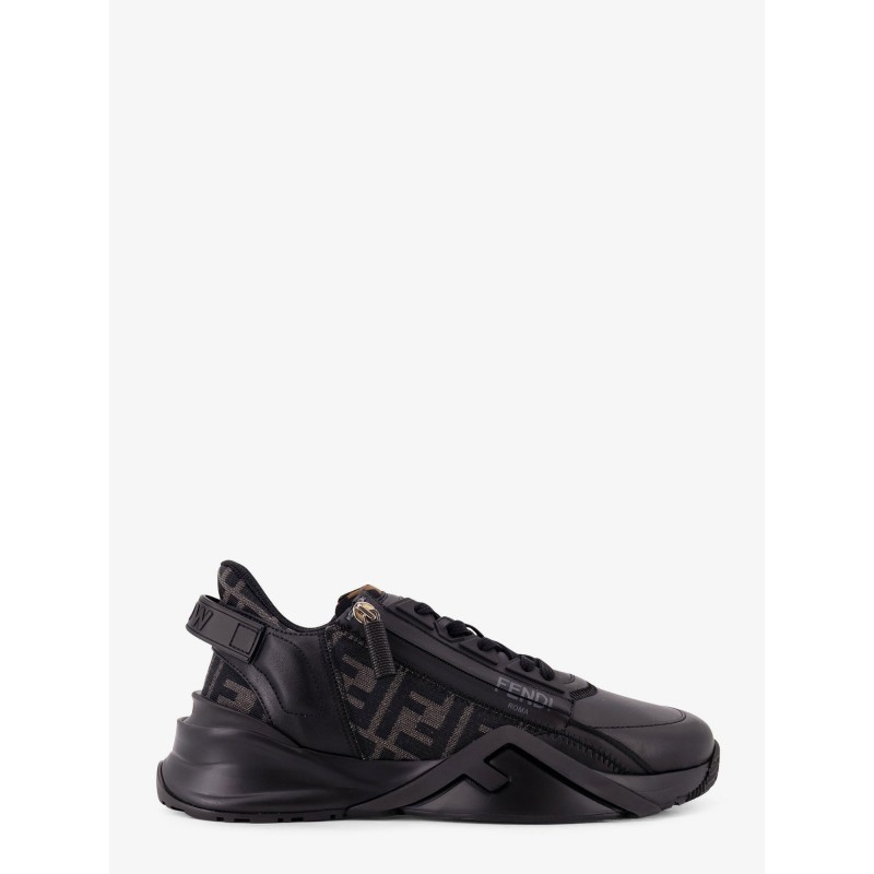 Leather Flow sneakers with FF jacquard fabric inserts