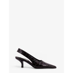 Leather slingback pumps with embossed Croco print