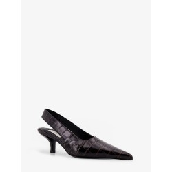 Leather slingback pumps with embossed Croco print