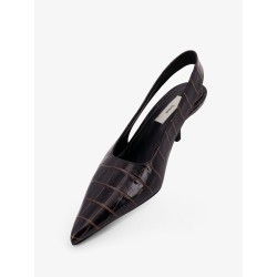 Leather slingback pumps with embossed Croco print