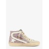 Leather sneakers with all-over glitter detail