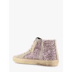 Leather sneakers with all-over glitter detail