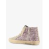 Leather sneakers with all-over glitter detail