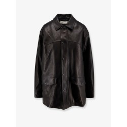 Long padded leather Unisex jacket
