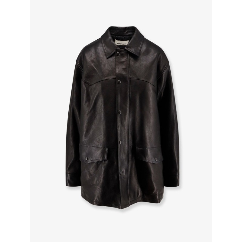 Long padded leather Unisex jacket