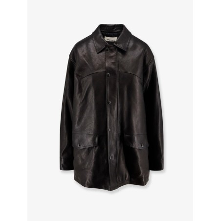 Long padded leather Unisex jacket