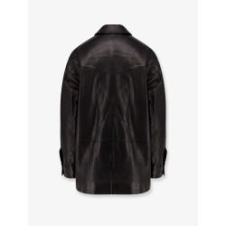 Long padded leather Unisex jacket