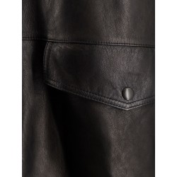 Long padded leather Unisex jacket