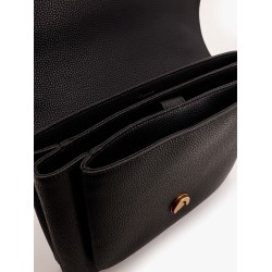 Leather shoulder bag with metal love birds buckle