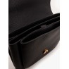 Leather shoulder bag with metal love birds buckle