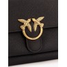 Leather shoulder bag with metal love birds buckle