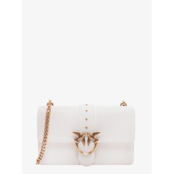 Leather shoulder bag with love birds buckle