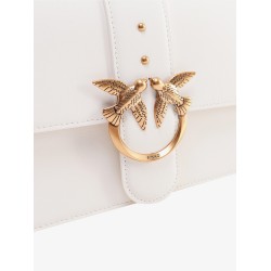 Leather shoulder bag with love birds buckle