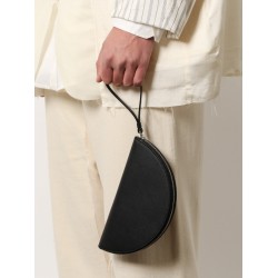 Leather pochette with iconic four stitched detail
