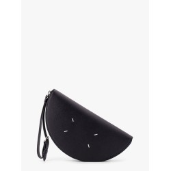 Leather pochette with iconic four stitched detail