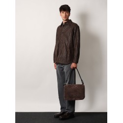Intrecciato suede shoulder bag