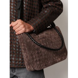 Intrecciato suede shoulder bag