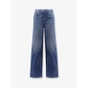 Jeans with leather logo tag