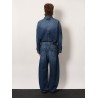 Twisted stone-washed denim jeans