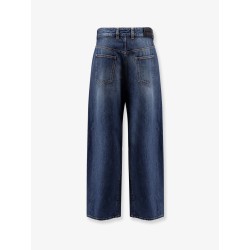 Twisted stone-washed denim jeans