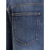 Twisted stone-washed denim jeans