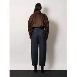 Twisted dark blue denim jeans