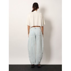 Cropped cotton blend top