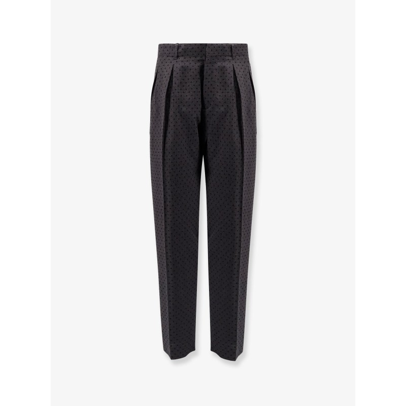 Polka-dots virgin wool and alpaca jacquard trousers