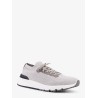Low-top cotton knit and leather sneakers