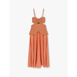 Satin sunset midi dress with braided corset