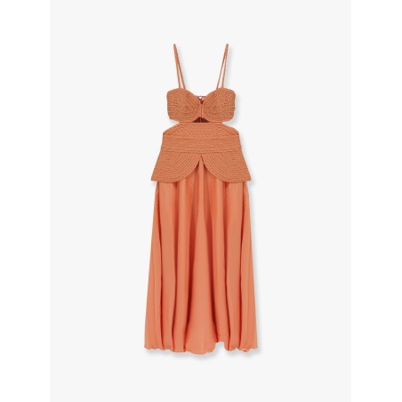 Satin sunset midi dress with braided corset