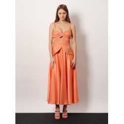 Satin sunset midi dress with braided corset