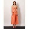 Satin sunset midi dress with braided corset