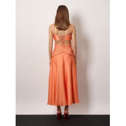 Satin sunset midi dress with braided corset
