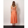 Satin sunset midi dress with braided corset