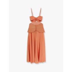 Satin sunset midi dress with braided corset