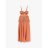 Satin sunset midi dress with braided corset
