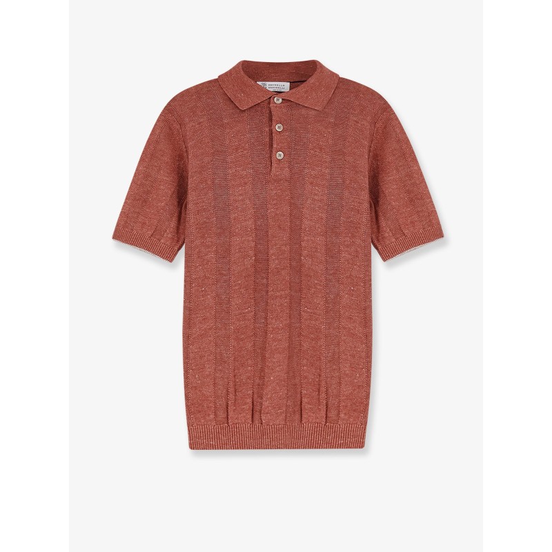Linen and cotton blend polo shirt